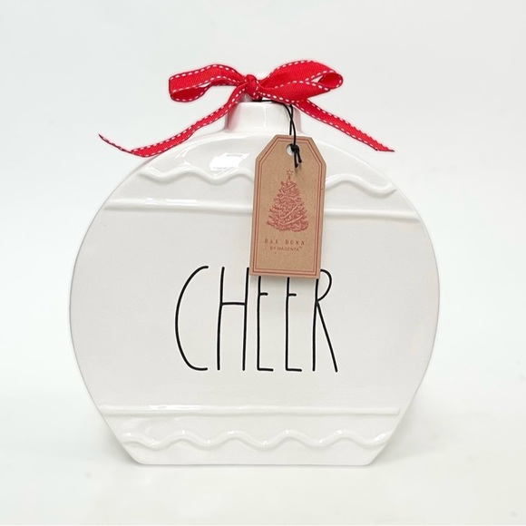 Rae Dunn Christmas CHEER White Large Ceramic Ornament Table Decor - Picture 1 of 9